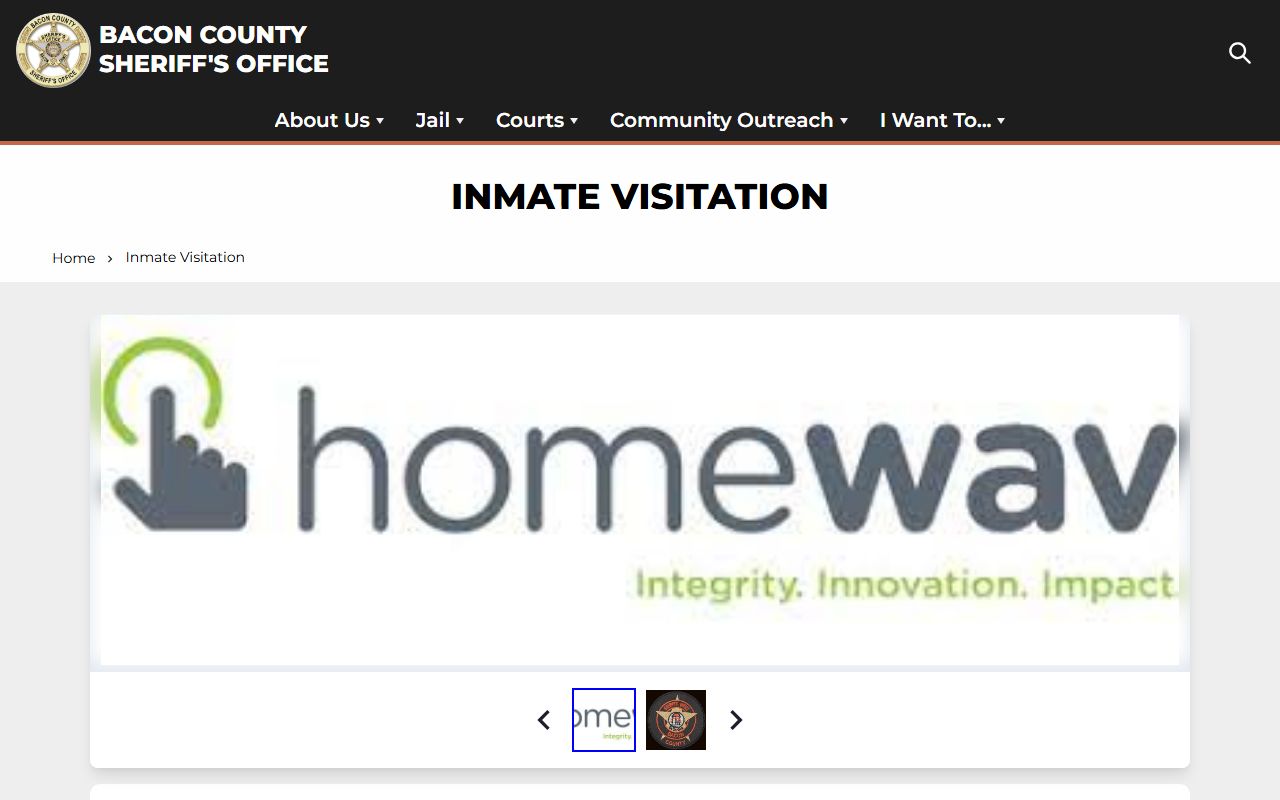 Bacon County Jail inmate video visitation information